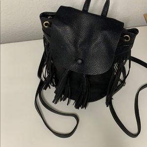 Black Vegan Fringe  Backpack